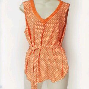 Tommy Hilfiger Sleeveless Top Womens XXL Belted Coral